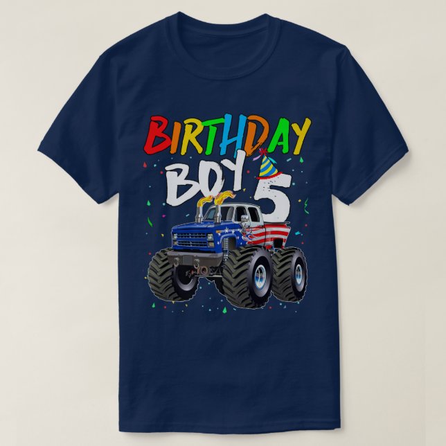 Barns födelsedag Boy 5 År gammal monster Lastbil F T Shirt (Design framsida)