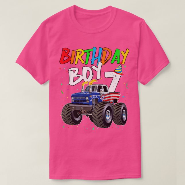 Barns födelsedag Boy 7 År gammal monster Lastbil F T Shirt (Design framsida)