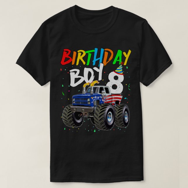 Barns födelsedag Boy 8 År gammal monster Lastbil F T Shirt (Design framsida)