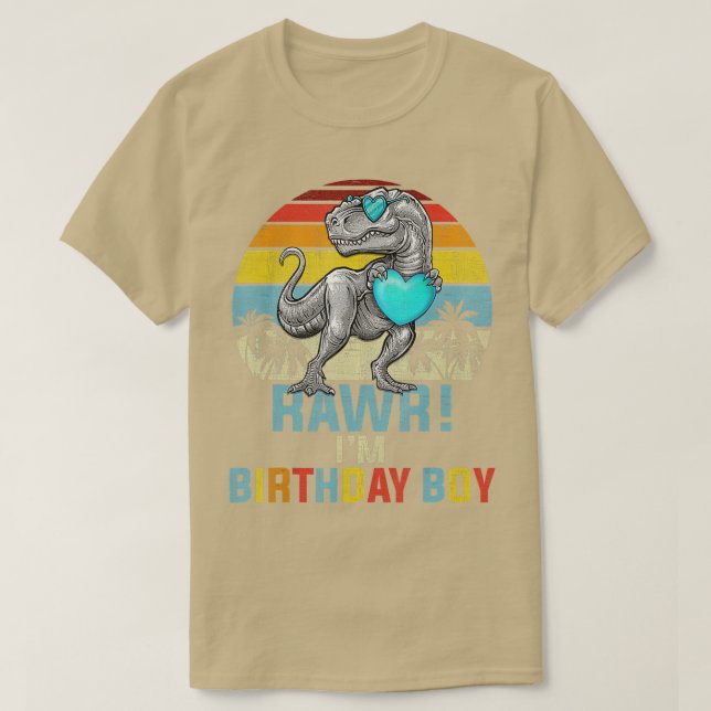 Barns födelsedag Boy Dino Rex Dinosaur Boys Matchi T Shirt (Design framsida)