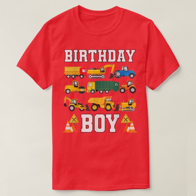 Barns födelsedag Boy Funny Construction Birthday  T Shirt (Design framsida)