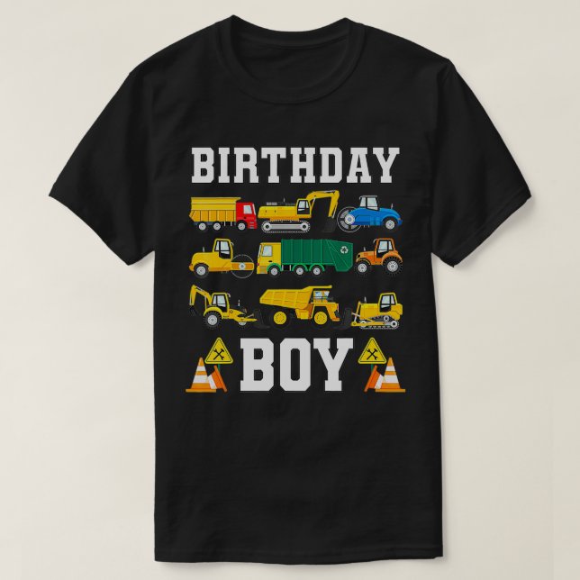Barns födelsedag Boy Funny Construction Birthday T Shirt (Design framsida)