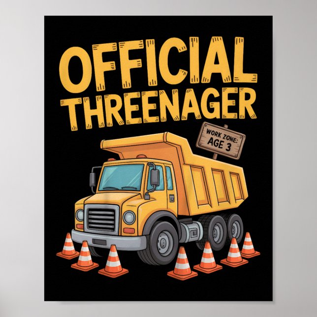 Barns födelsedag Boy Tre år gammal Threenager Cons Poster (Framsidan)