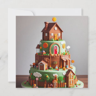 BARNS FÖDELSEDAG CAKE MED LOG CABIN THEME KORT