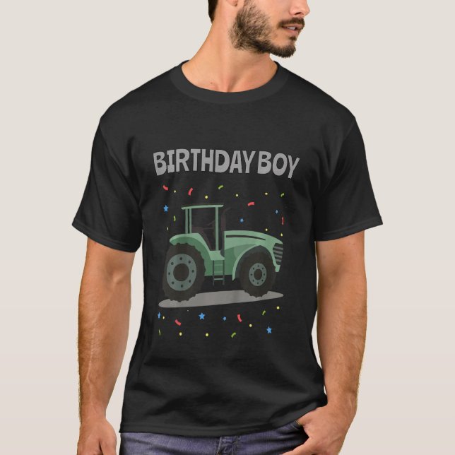 Barns födelsedag Child Birthday Boy Tractor Digger T Shirt (Framsida)