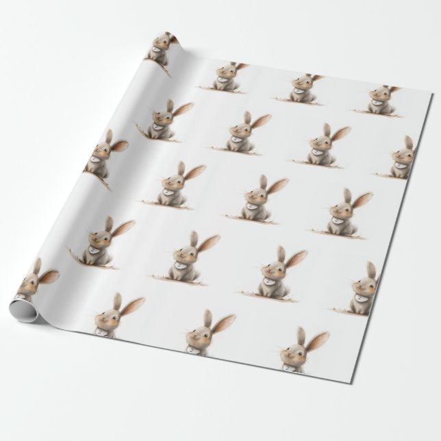 Barns födelsedag Cute Rabbit Presentpapper (Utrullad)