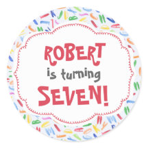 Barns födelsedag-dekal för vattenfärgsalfabet anpa