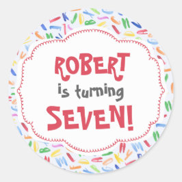 Barns födelsedag-dekal för vattenfärgsalfabet anpa runt klistermärke