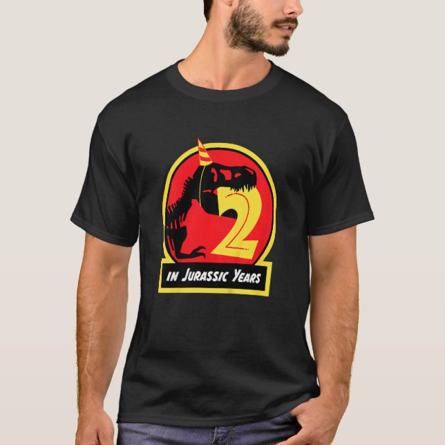 Barns födelsedag Dinosaur 2 år gammal jurassic Rex T Shirt (Framsida)
