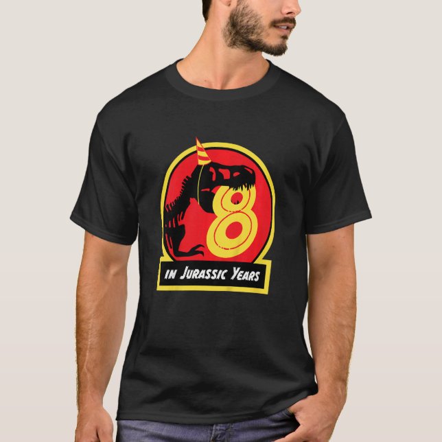 Barns födelsedag Dinosaur 8 år gammal jurassic Rex T Shirt (Framsida)