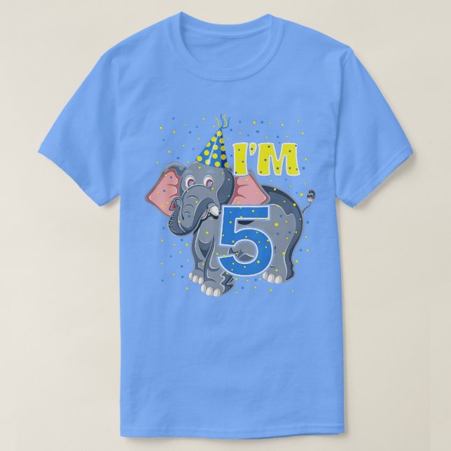 Barns födelsedag elefant 5 år gammal zoo 5:e födel t shirt (Design framsida)