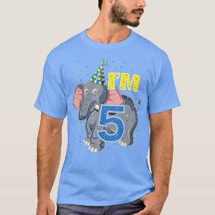 Barns födelsedag elefant 5 år gammal zoo 5:e födel t shirt