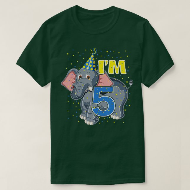 Barns födelsedag Elephant 5YearOld Zoo 5th Birthda T Shirt (Design framsida)