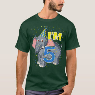 Barns födelsedag Elephant 5YearOld Zoo 5th Birthda T Shirt