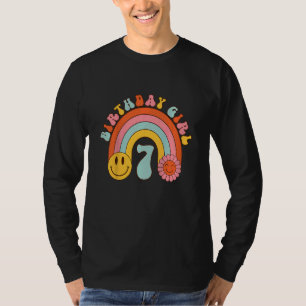 Barns födelsedag Girl 7 Groovy Retro Theme 7:e Bir T Shirt