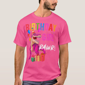 Barns födelsedag Girl Dinosaur Shirtt-Rex Raptor B T Shirt
