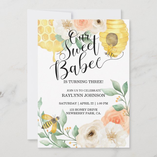 Barns födelsedag, honungsbin, bitema (Framsida)