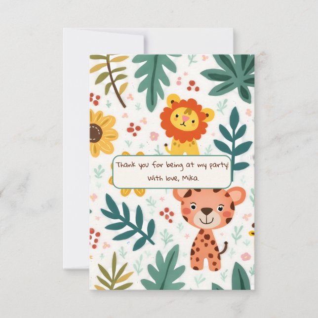 Barns födelsedag i Jungle Stil Tack Kort (Framsida)