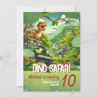 Barns födelsedag inbjudan: Dino Safari, QR-kod Inbjudningar
