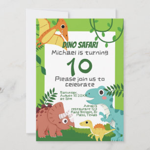 Barns födelsedag inbjudan: Dino Safari, QR-kod Inbjudningar
