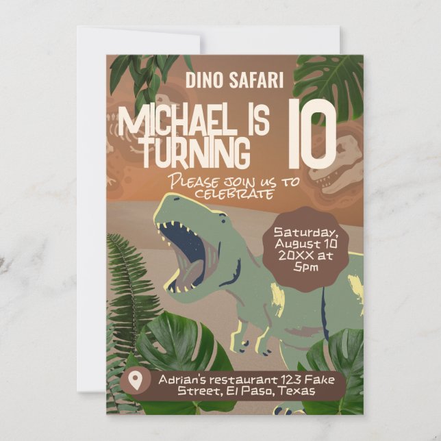 Barns födelsedag inbjudan: Dino Safari, QR-kod Inbjudningar (Framsida)