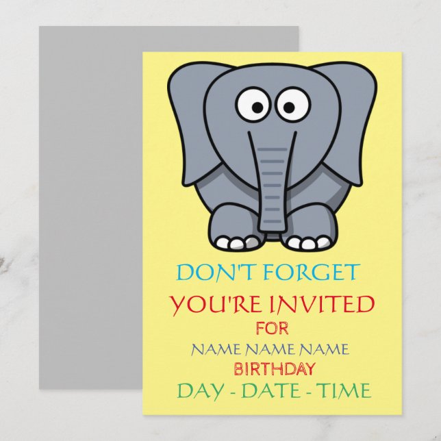 barns födelsedag inbjudningar (Fram/baksida)