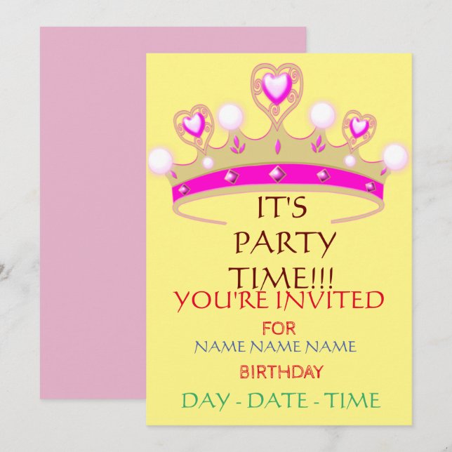 barns födelsedag inbjudningar (Fram/baksida)