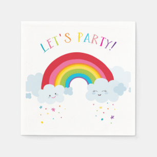 BARNS FÖDELSEDAG LÅT OSS PARTY ljusa färger regnbå Pappersservett
