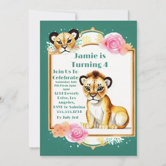 Barns födelsedag med en inbjudan till Lejona Unge (Framsida)