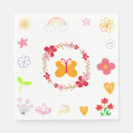 Barns födelsedag Napkins i Gult och Lila Pappersservett