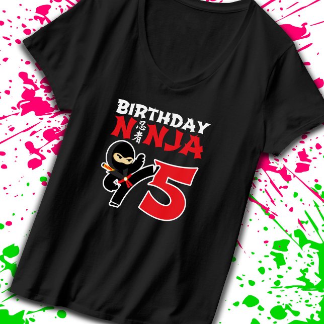 Barns födelsedag Ninja - 5 års Party-tema T Shirt (Skapare uppladdad)