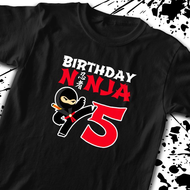 Barns födelsedag Ninja - 5 års Party-tema T Shirt (Skapare uppladdad)