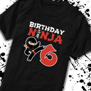 Barns födelsedag Ninja - 6 år gammalt Party-tema T Shirt