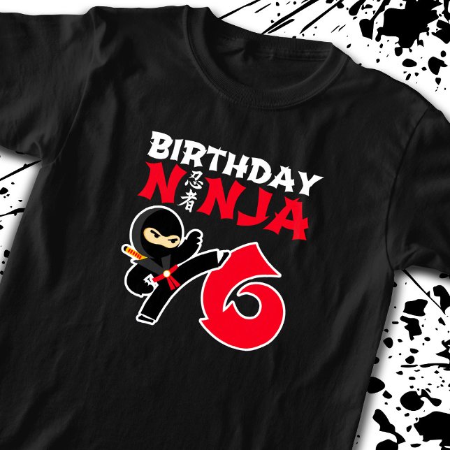 Barns födelsedag Ninja - 6 år gammalt Party-tema T Shirt (Skapare uppladdad)