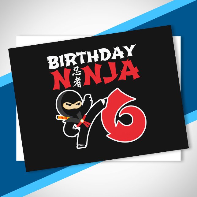 Barns födelsedag Ninja - 6 år gammalt Party-tema Vykort (Skapare uppladdad)