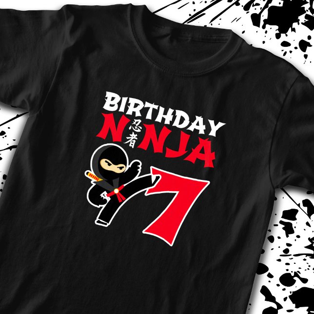 Barns födelsedag Ninja - 7 års Party-tema T Shirt (Skapare uppladdad)