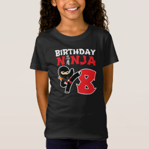 Barns födelsedag Ninja - 8 års gammalt Party-tema T Shirt