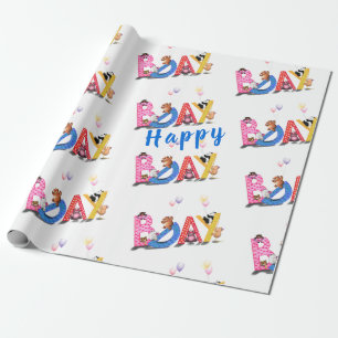 Barns födelsedag, ombyggnad av Pappra Lycklig Bear Presentpapper