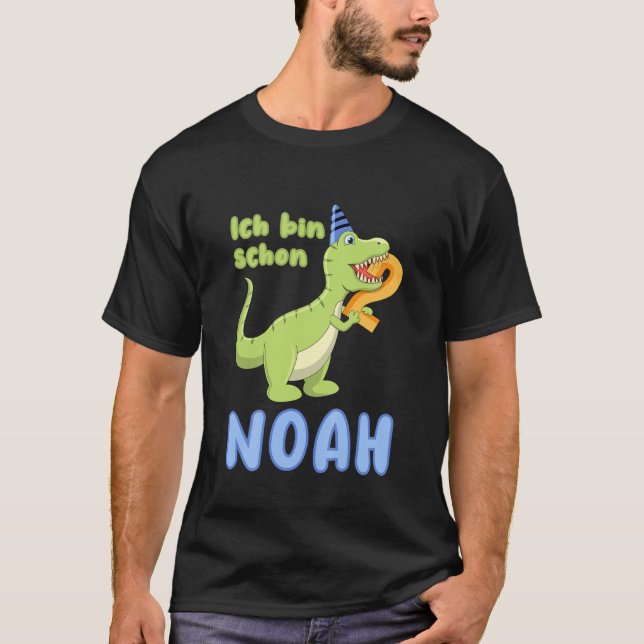 Barns födelsedag Outfit 2 år Dino Dinosaur Noah Bi T Shirt (Framsida)