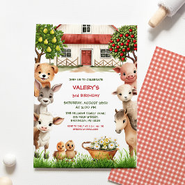 Barns födelsedag Party Boskap för flicka Inbjudningar