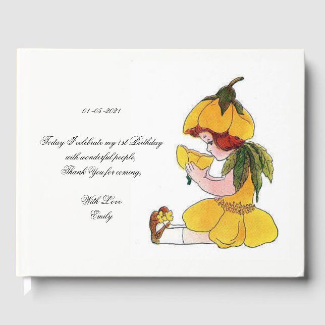 Barns födelsedag Party Buttercute Flower Girl Gästböcker (Framsida)