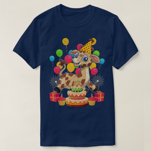 Barns födelsedag Party Funny Giraffe T Shirt (Design framsida)