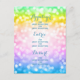 Barns födelsedag Party Menu Unicorn Rainbow Inbjudningar