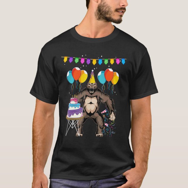 Barns födelsedag Party Zoo Animal Ape Monkey Goril T Shirt (Framsida)