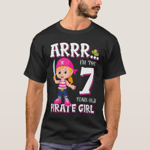 Barns födelsedag Pirat Flicka 7 år gammal liten Pi T Shirt