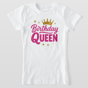 Barns födelsedag Queen T-Shirt - Rosa Glitter Text