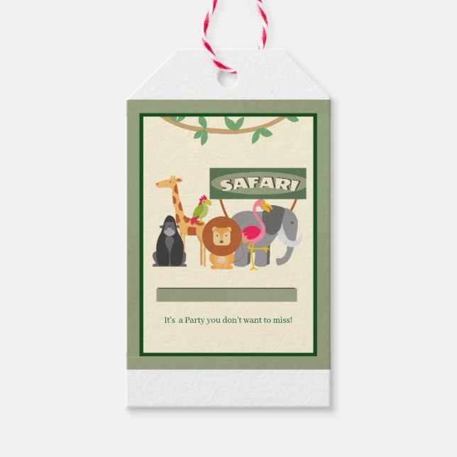 Barns födelsedag Safari Gift Märkre Presentetikett (Framsidan)