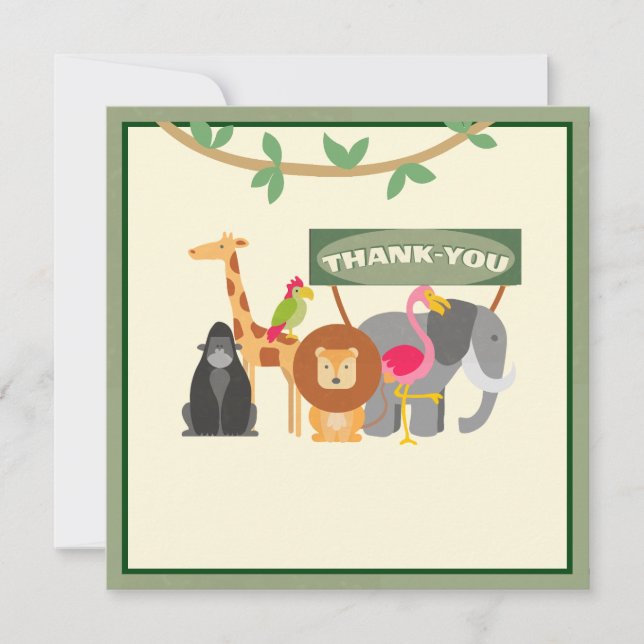 Barns födelsedag Safari - kort för stort tack (Framsida)