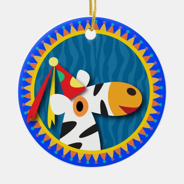 Barns födelsedag: Sebra Julgransprydnad Keramik (Framsidan)