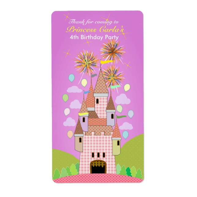 Barns födelsedag Tack Sticker: slott II Fraktsedel (Framsidan)